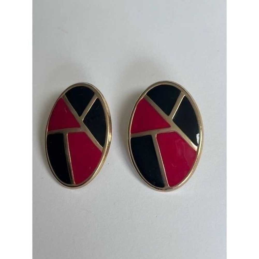 Vintage 90’s black, red and gold color block oval… - image 1