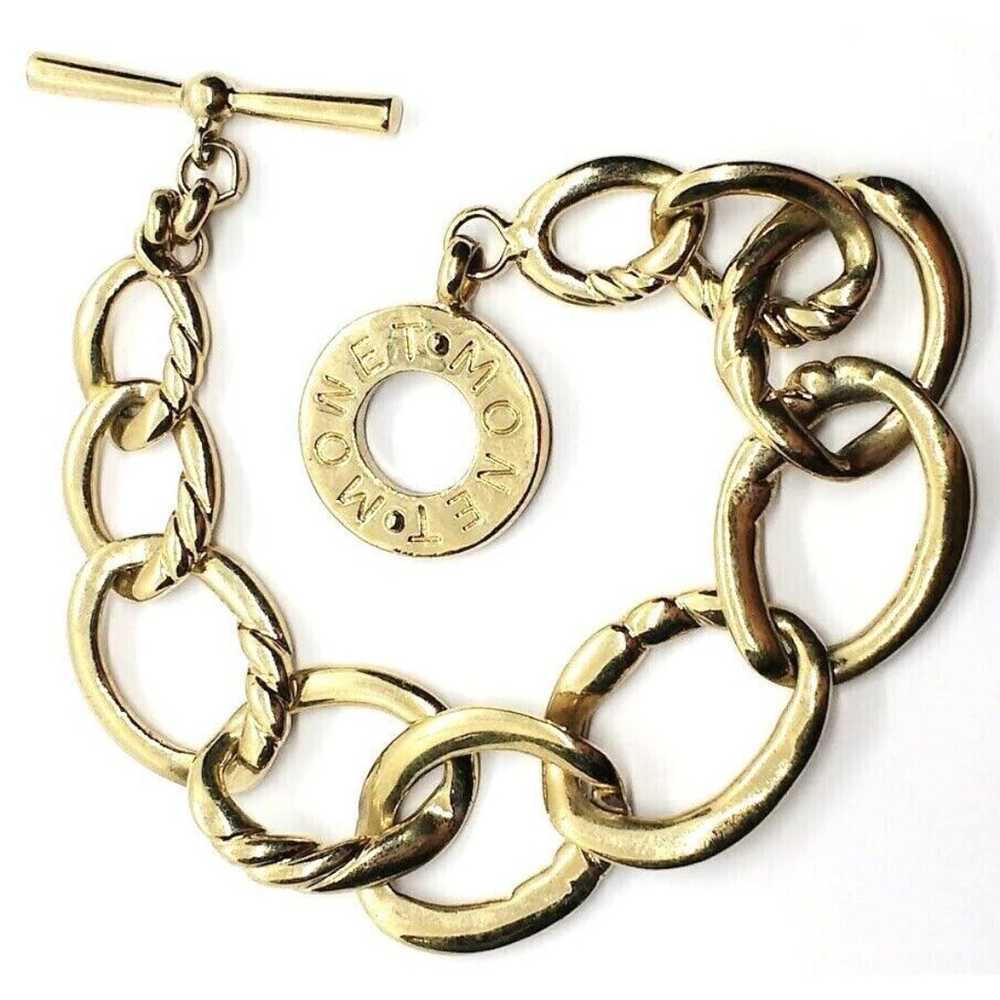 Elegant Monet Gold Plated Chain Link Bracelet Sta… - image 1