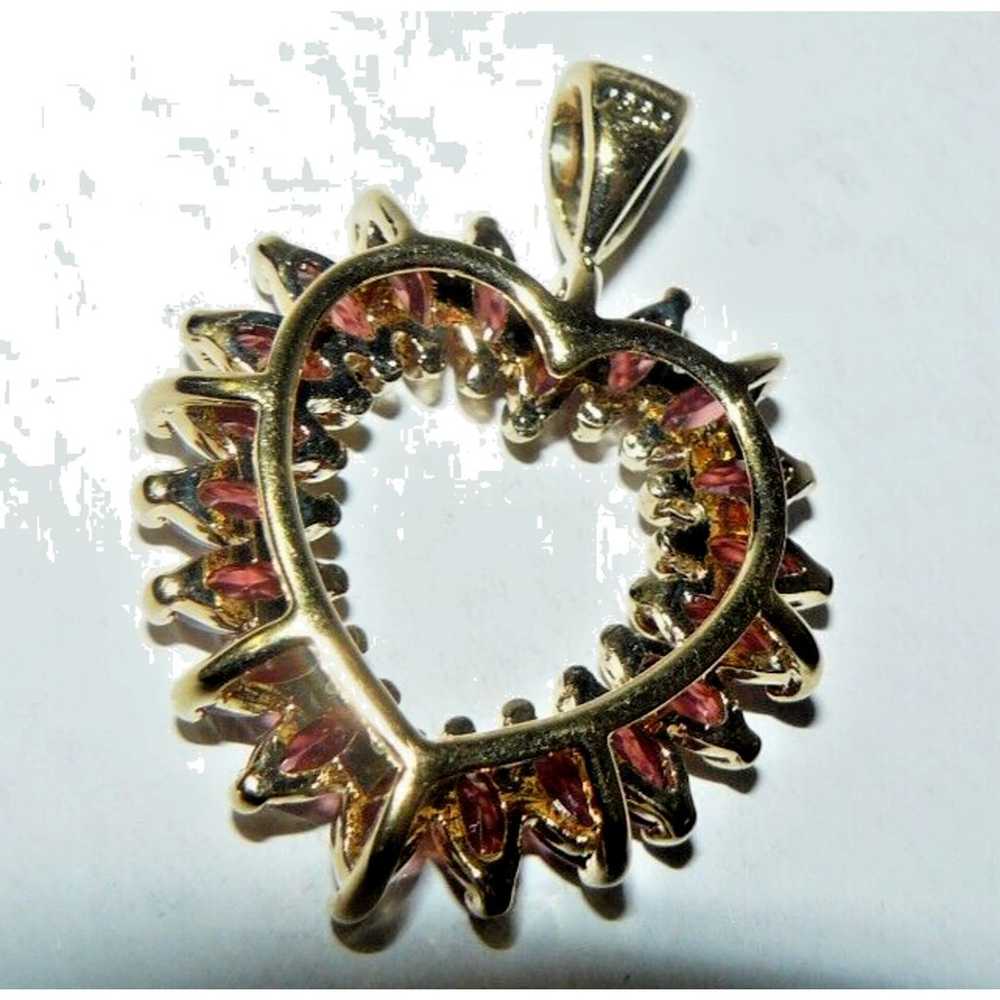 Marquise ~2TCW Garnet Heart Pendant YGP 925 Sterl… - image 2