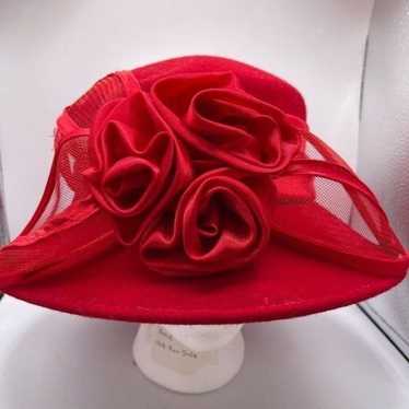 Vintage Elegant Red Rose Sunday Hat - image 1