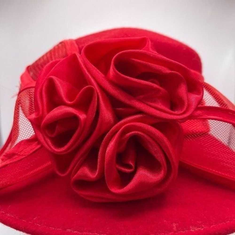 Vintage Elegant Red Rose Sunday Hat - image 4
