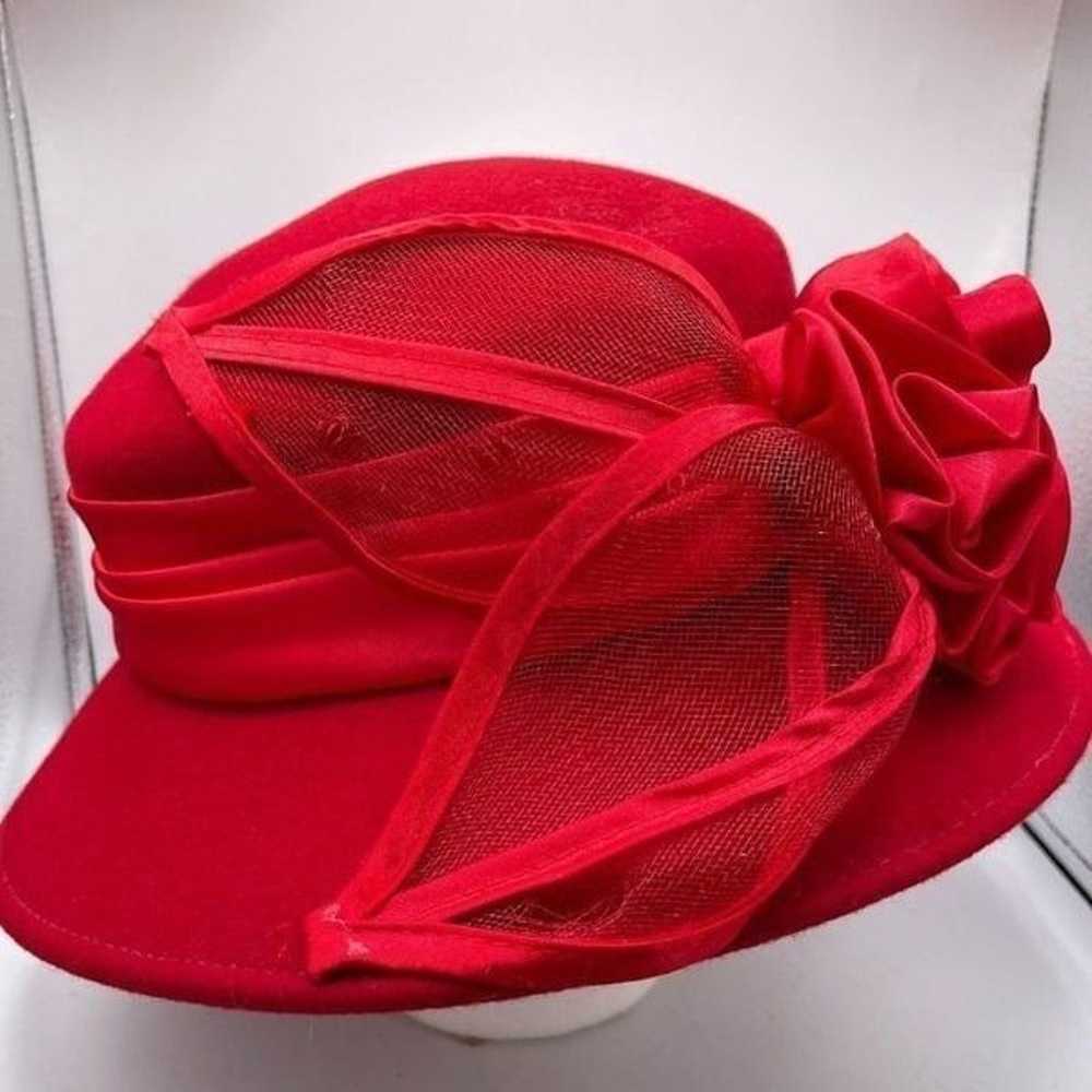 Vintage Elegant Red Rose Sunday Hat - image 5