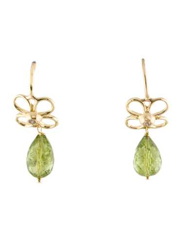 Earrings 18K Yellow Gold Featuring Peridot Faceted
