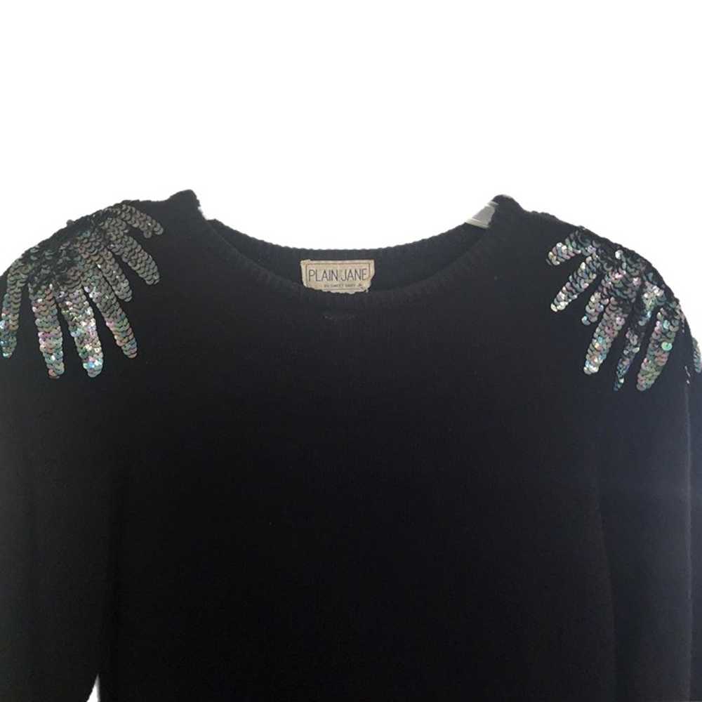 Vintage 90s Black Sequin Sweater Dress Midi Long … - image 3
