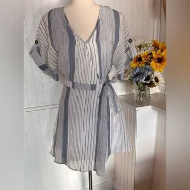 Sienna Sky Blue Striped Wrap Dress - image 1