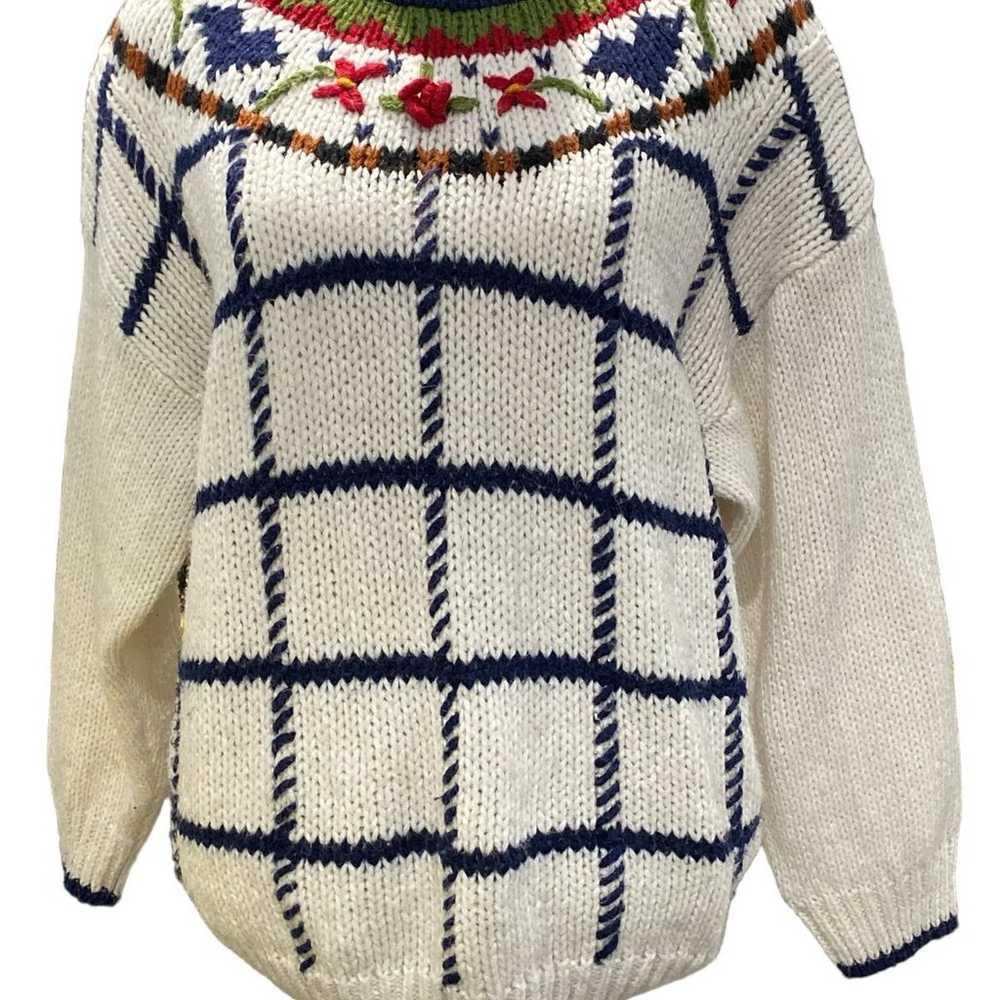 Vintage Knitted By Hand Back Road Blues Women’s S… - image 1
