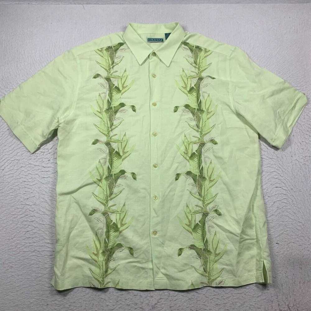 Cubavera Cubavera Shirt Hawaiian Mens XL Green Fl… - image 1