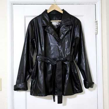 Vintage Y2K 90s Rave Black Faux Leather Double Br… - image 1