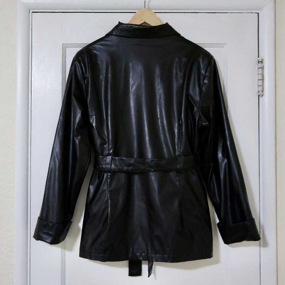 Vintage Y2K 90s Rave Black Faux Leather Double Br… - image 3