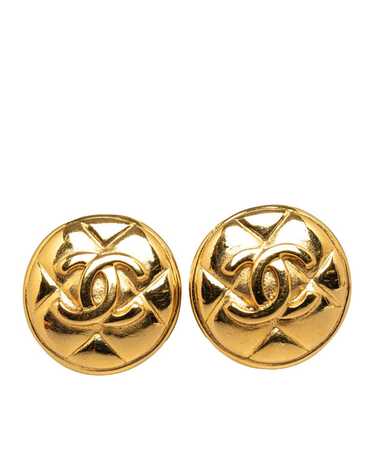 Chanel Quilted Gold CC Clip-On Earrings - image 1