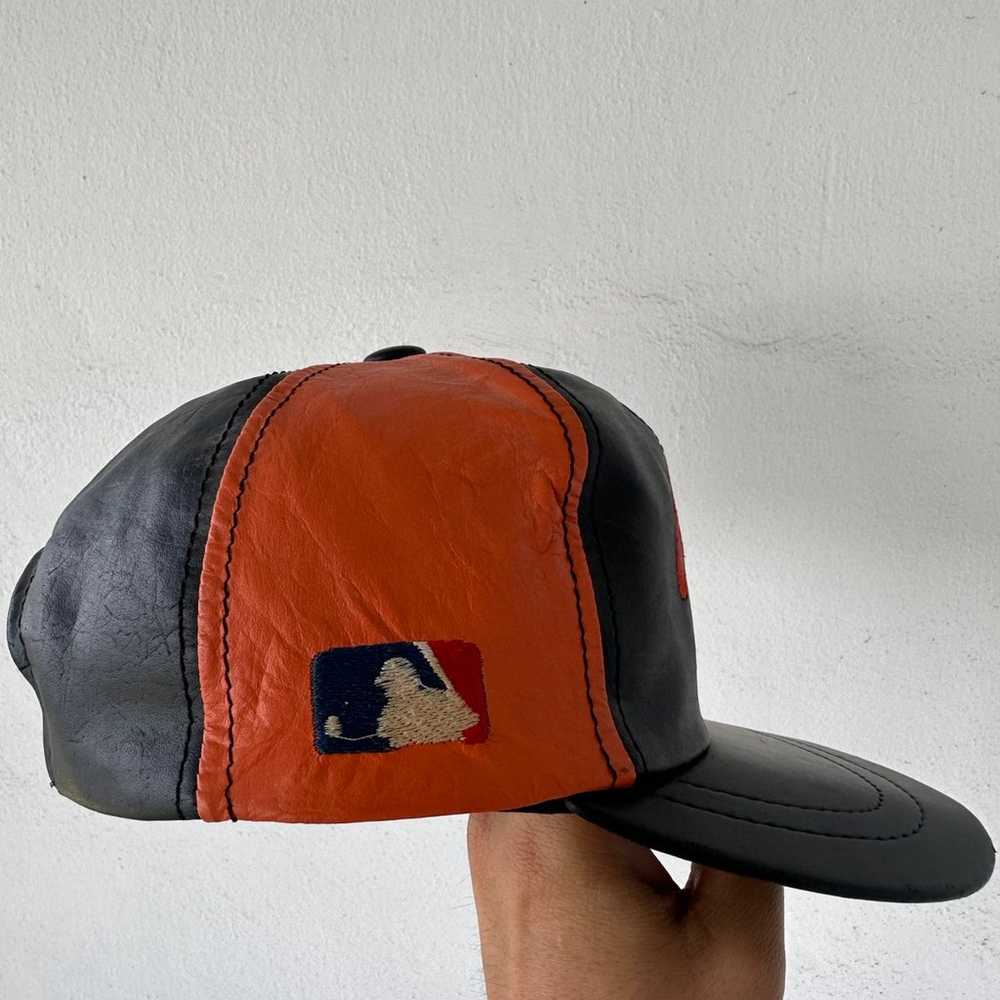 Vintage 90s Baltimore Orioles Leather SnapBack Hat - image 3