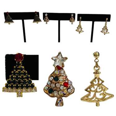 Other 3 Pair Stud Christmas Tree Earrings Gold Mu… - image 1