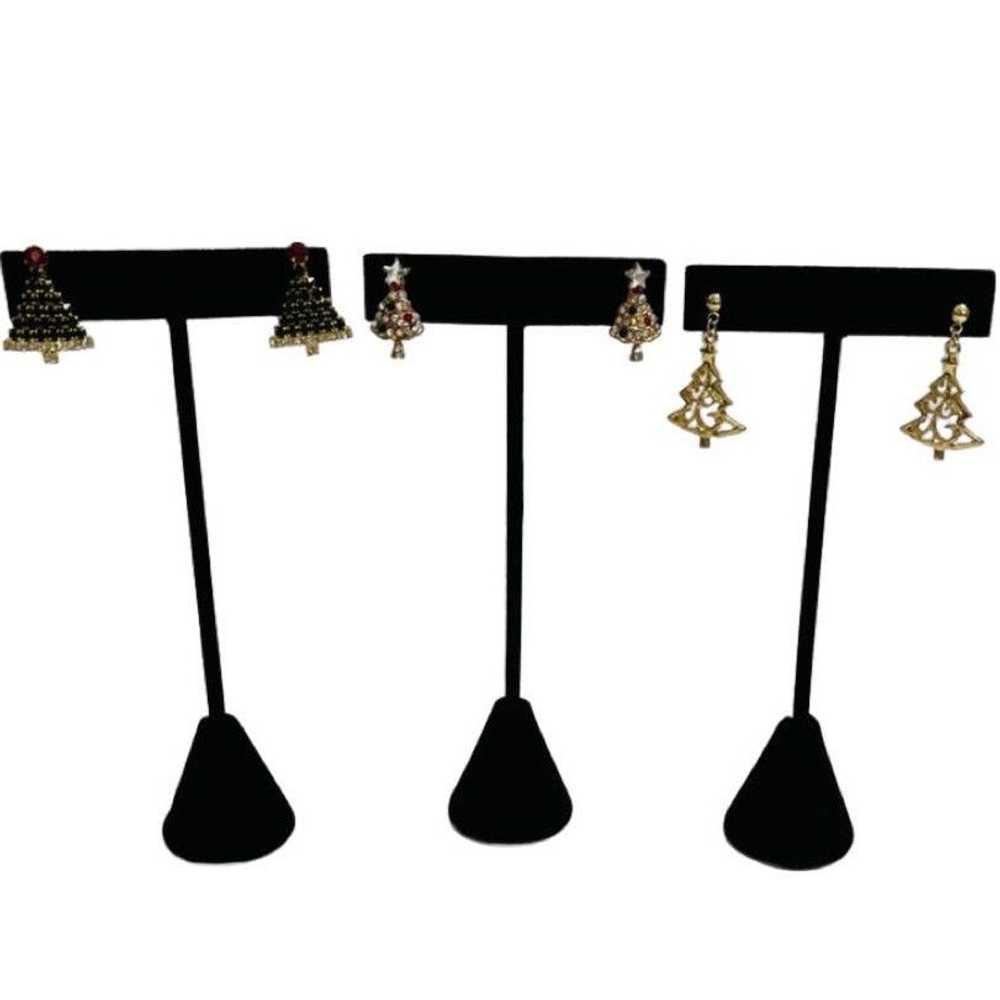 Other 3 Pair Stud Christmas Tree Earrings Gold Mu… - image 2