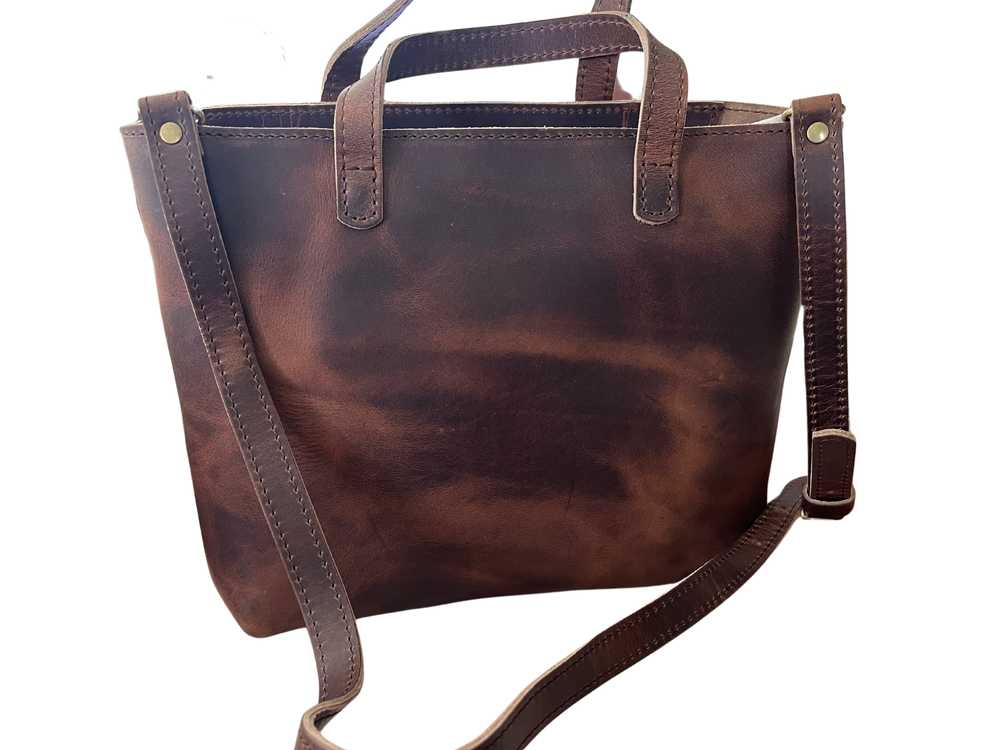 Portland Leather English tan medium zip crossbody… - image 4