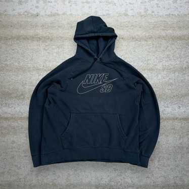 Nike Hoodie Jet Black Cotton Pullover Grey Swoosh