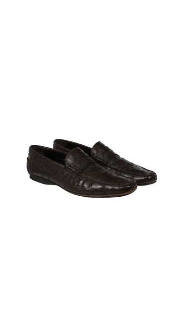 Prada Penny Loafers Brown Ostrtich Leather - 02162