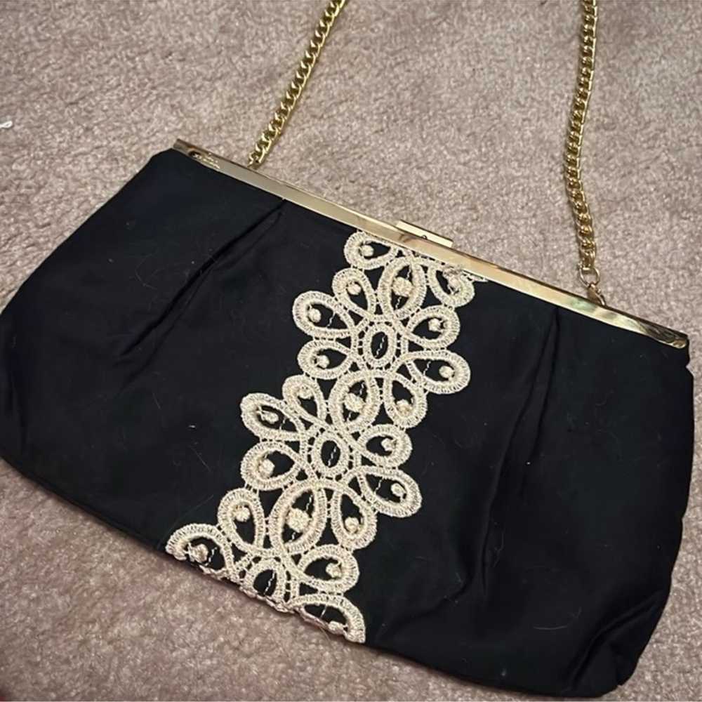 Lilly Pulitzer black/cream clutch with gold color… - image 1