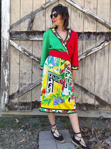 1980s Leonard Paris Print Cotton Jersey Dress