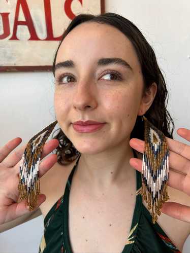 Extra Long Beaded Dangle Earrings