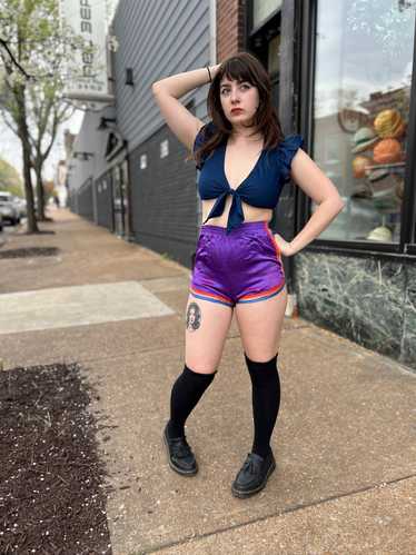 1970’s Purple Hot Pants w/Rainbow Trim