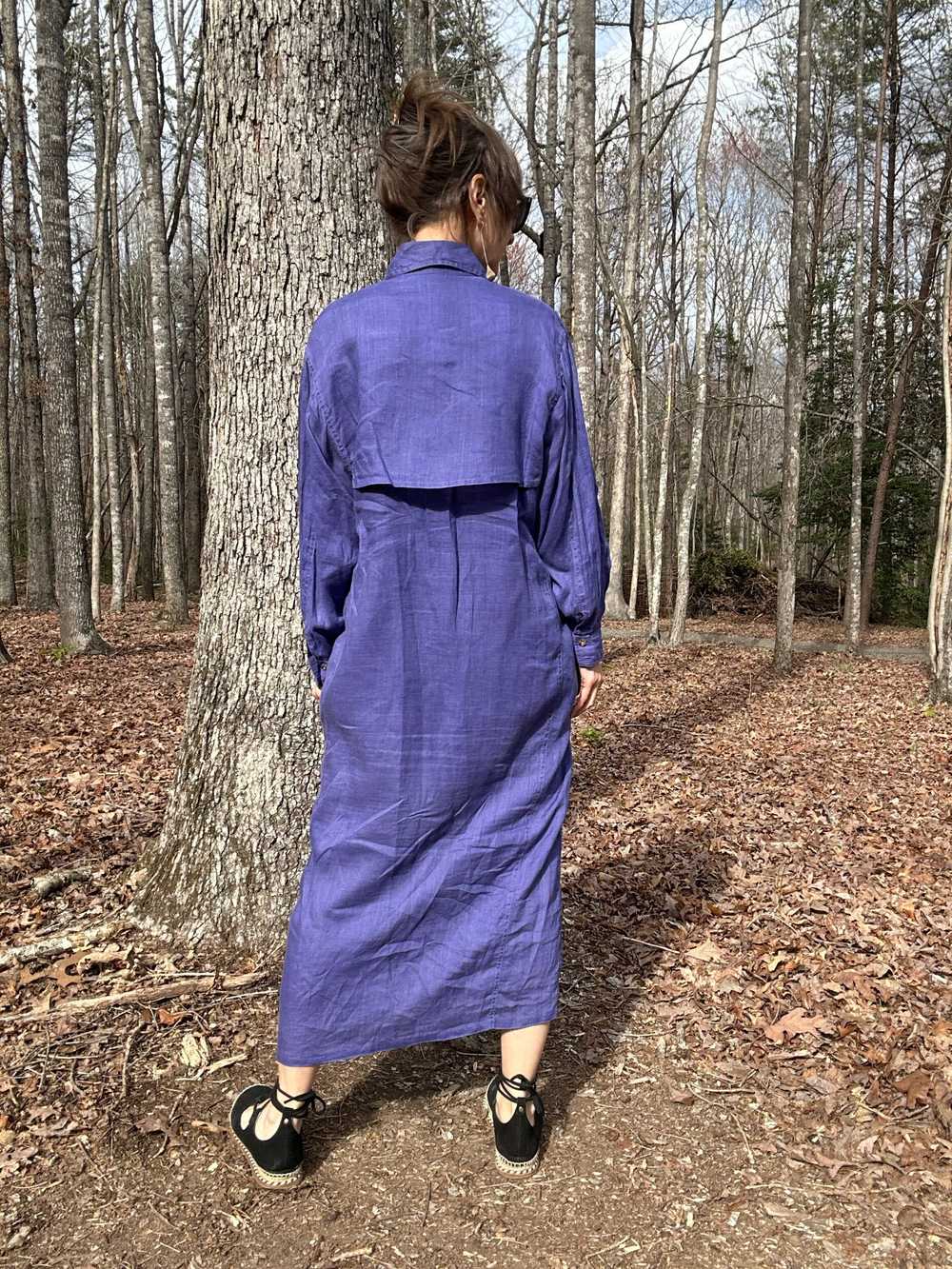 1990s Searle Purple Linen Shirt Dress - image 2