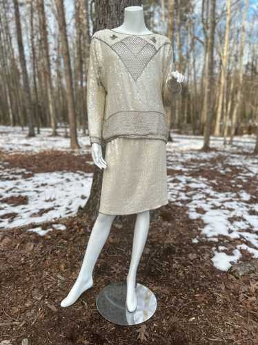 1980s Swee Lo Beaded Silk Skirt Set