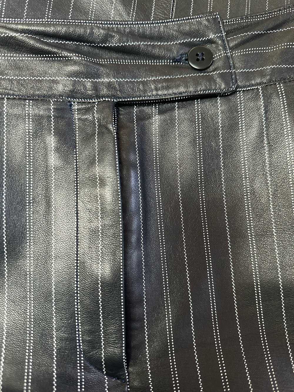 00s Armani Collezioni Leather Pinstripe Skirt - image 5