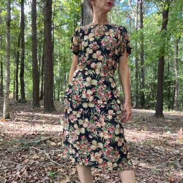 1940s Cold Rayon Floral - image 1
