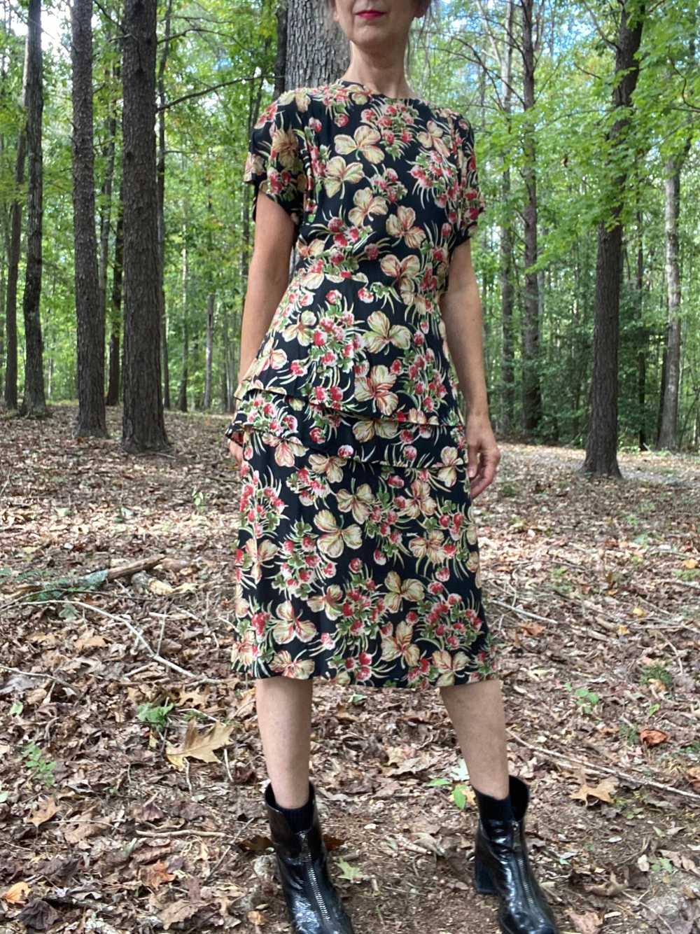 1940s Cold Rayon Floral - image 5