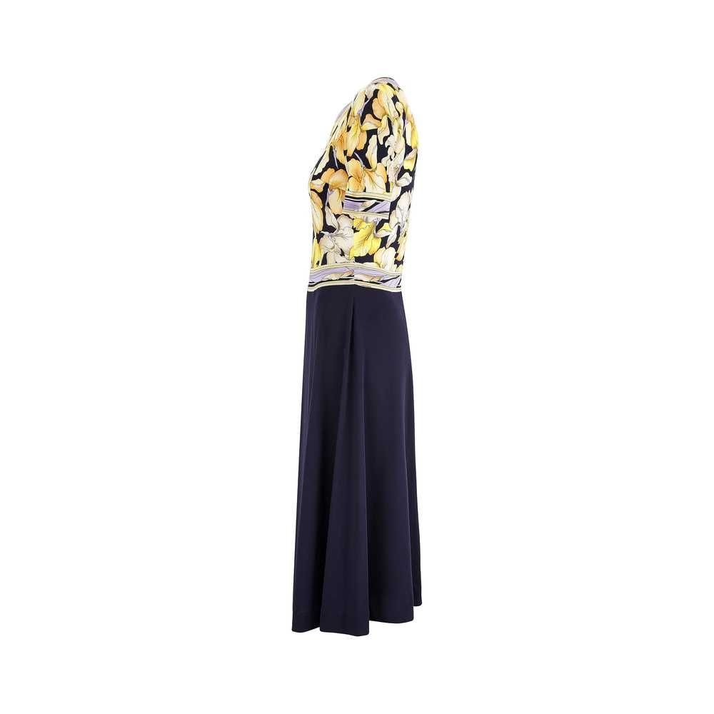 1970s Leonard Floral and Navy Silk Jersey Dress - image 2