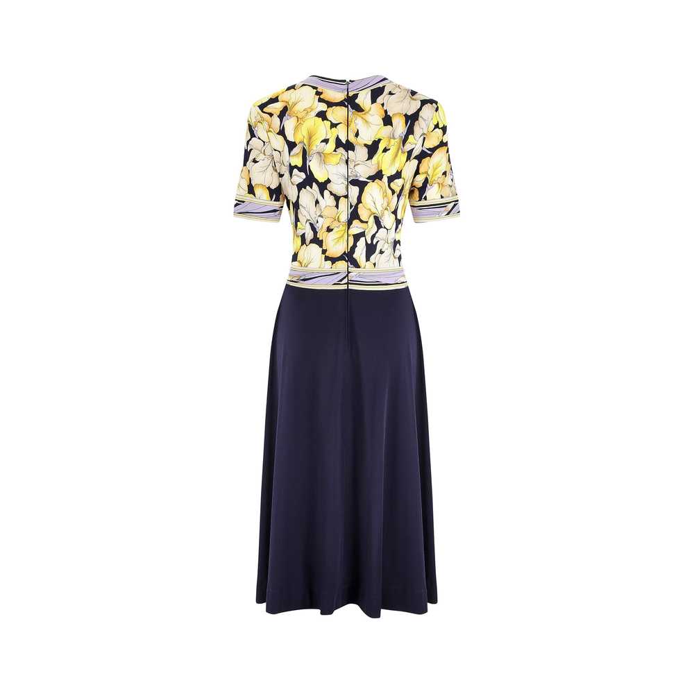 1970s Leonard Floral and Navy Silk Jersey Dress - image 3