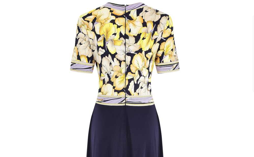 1970s Leonard Floral and Navy Silk Jersey Dress - image 6