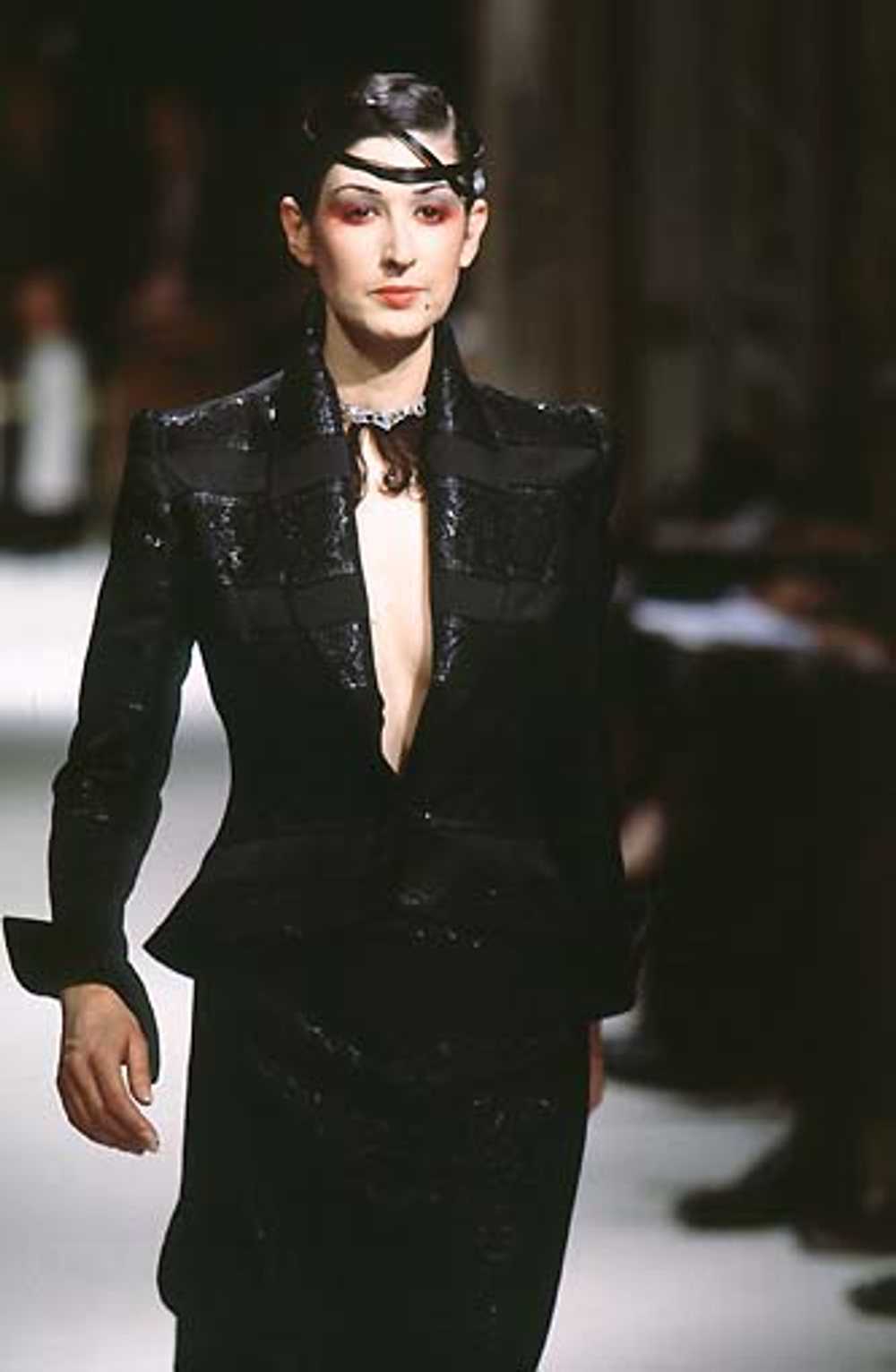 1998 Runway Jacques Fath Black Silk Lacework Jack… - image 7