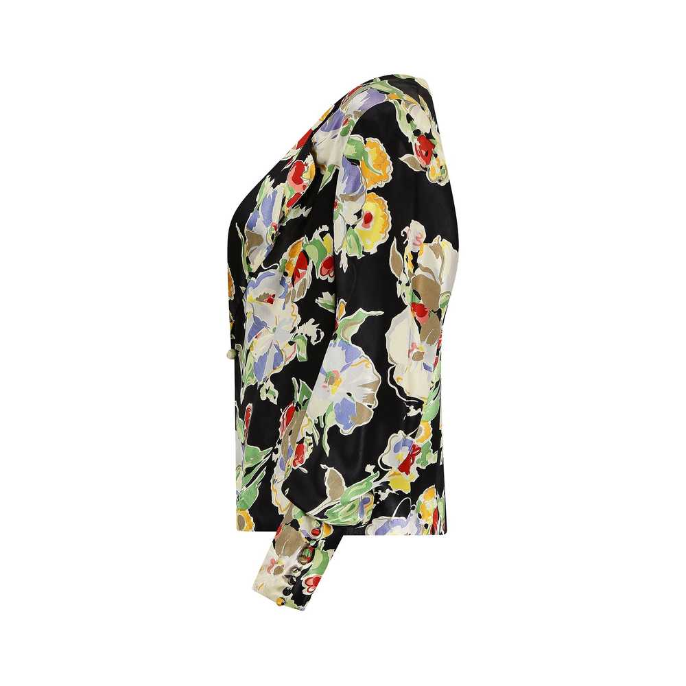 1930s Floral Satin Jacket with Buttoned Cuffs - image 2