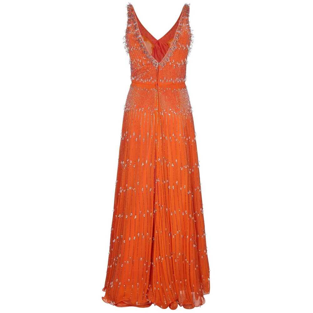 Couture 1960s Burnt Orange Silk Chiffon Gown with… - image 2