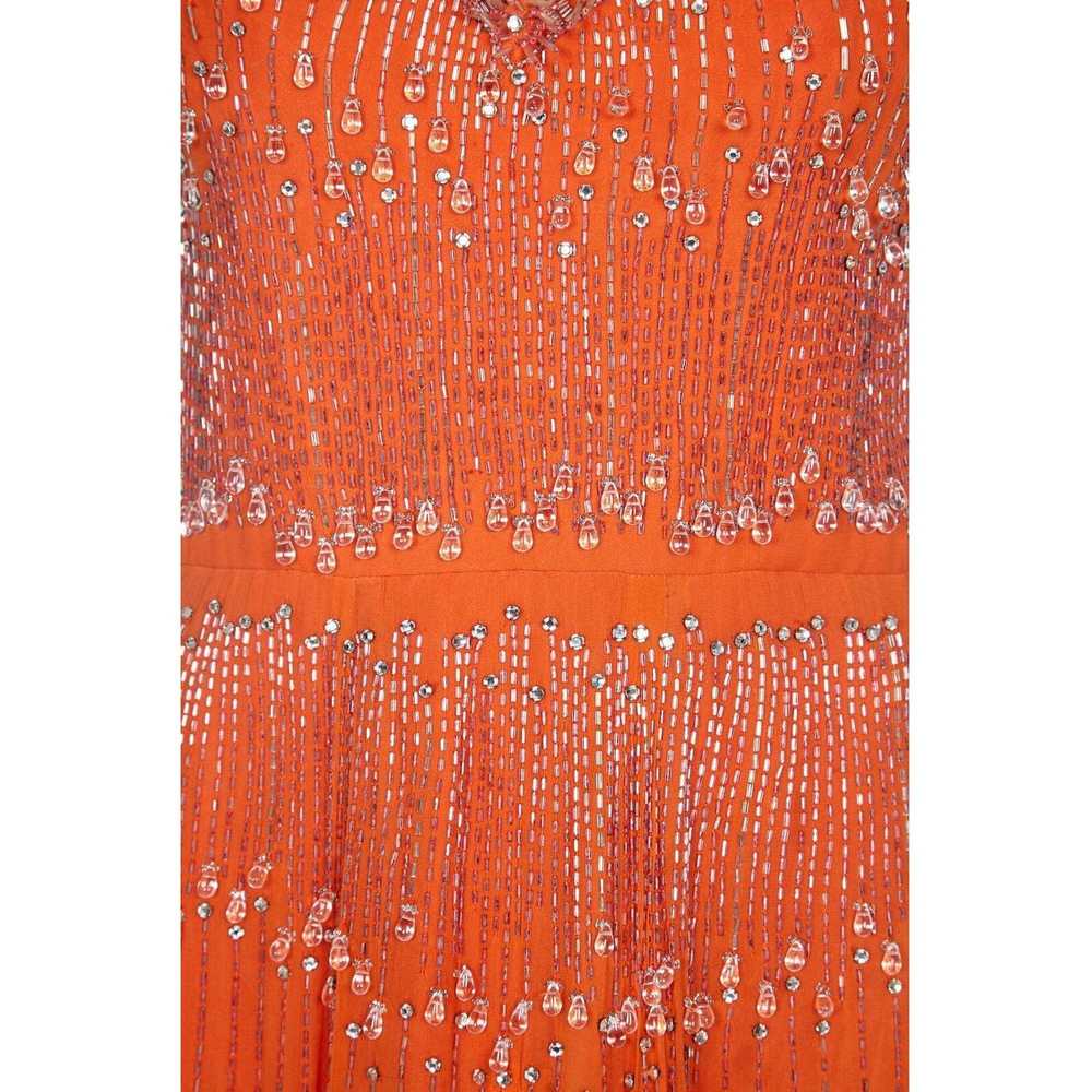 Couture 1960s Burnt Orange Silk Chiffon Gown with… - image 5