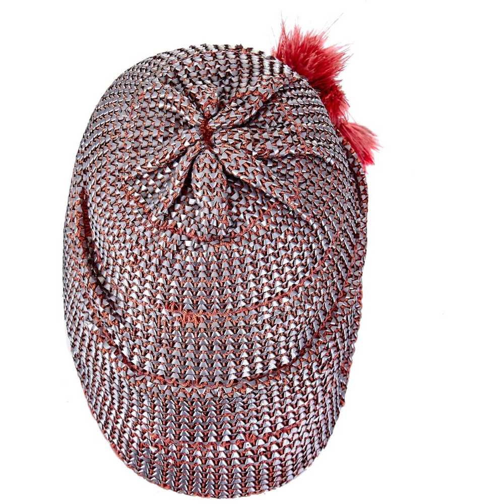 Original 1920's Flapper Cloche Hat With Metal Raf… - image 2