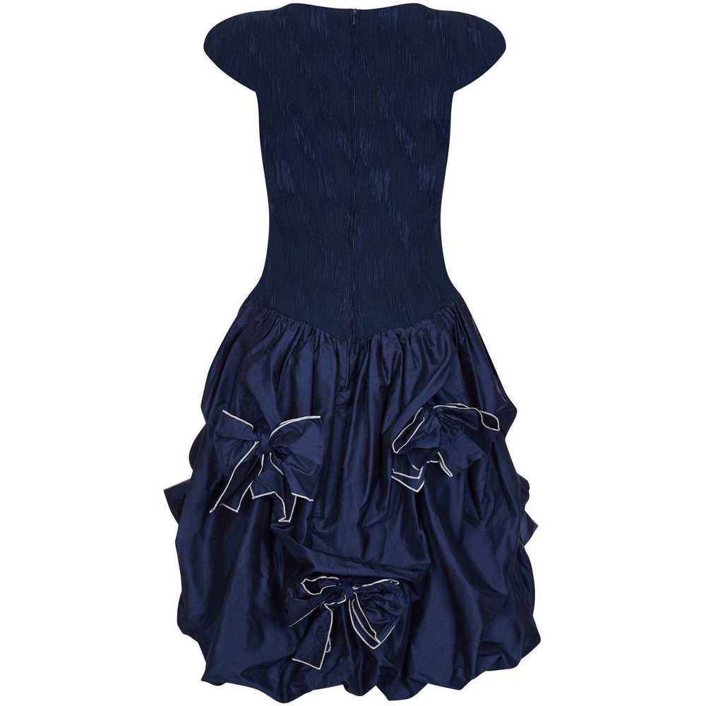 1980s Louis Feraud Navy Silk Taffeta Dress - image 2