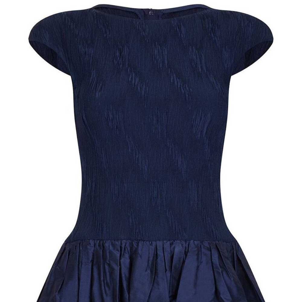 1980s Louis Feraud Navy Silk Taffeta Dress - image 3