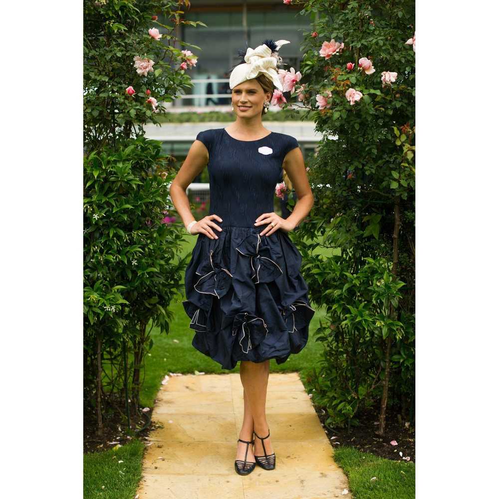 1980s Louis Feraud Navy Silk Taffeta Dress - image 6