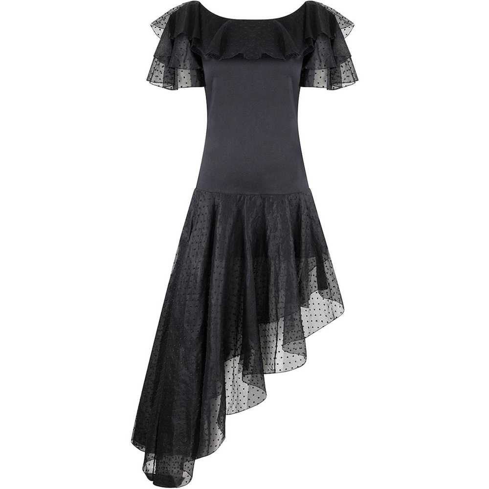 1980s Yves Saint Laurent Black Asymmetric Dress W… - image 1