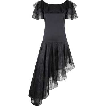 1980s Yves Saint Laurent Black Asymmetric Dress W… - image 1