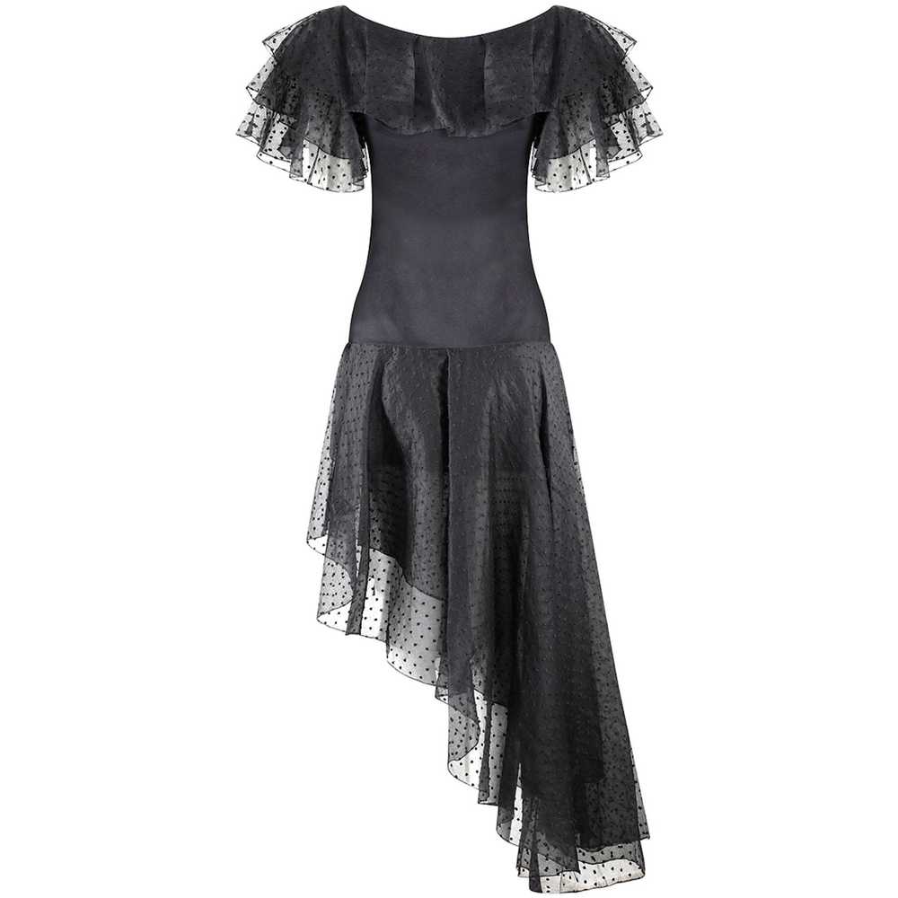 1980s Yves Saint Laurent Black Asymmetric Dress W… - image 3
