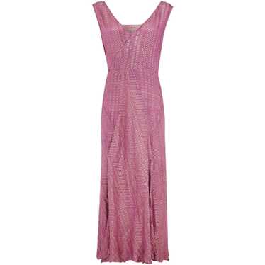 1920s Pink Full Length Lame Flapper Dress - image 1