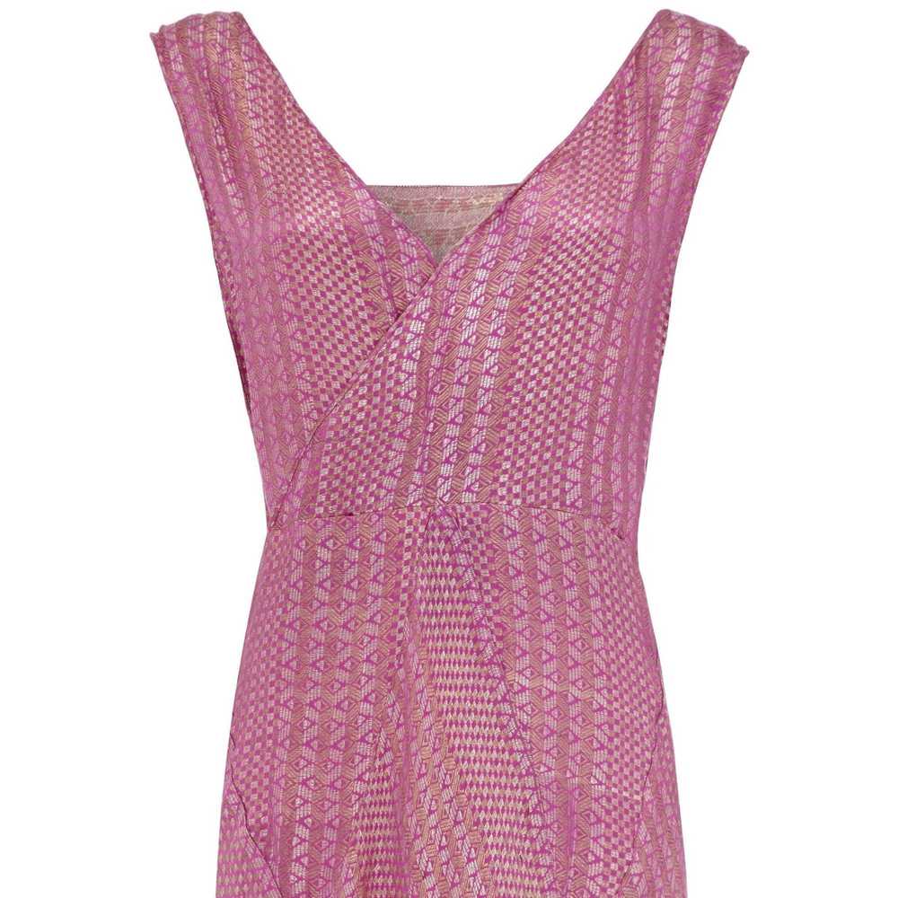 1920s Pink Full Length Lame Flapper Dress - image 3