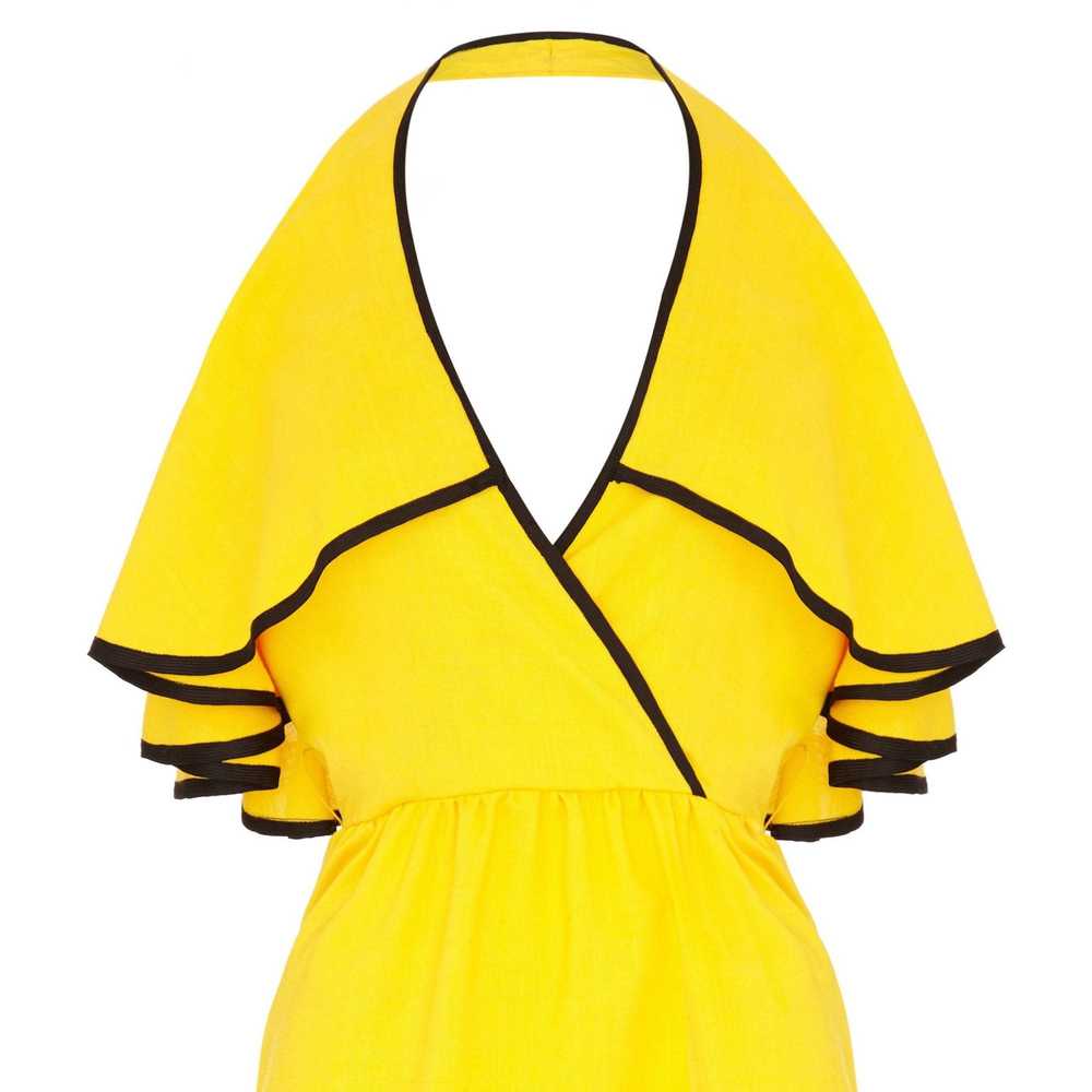 1960s Mollie Parnis Yellow & Black Halterneck Ruf… - image 3