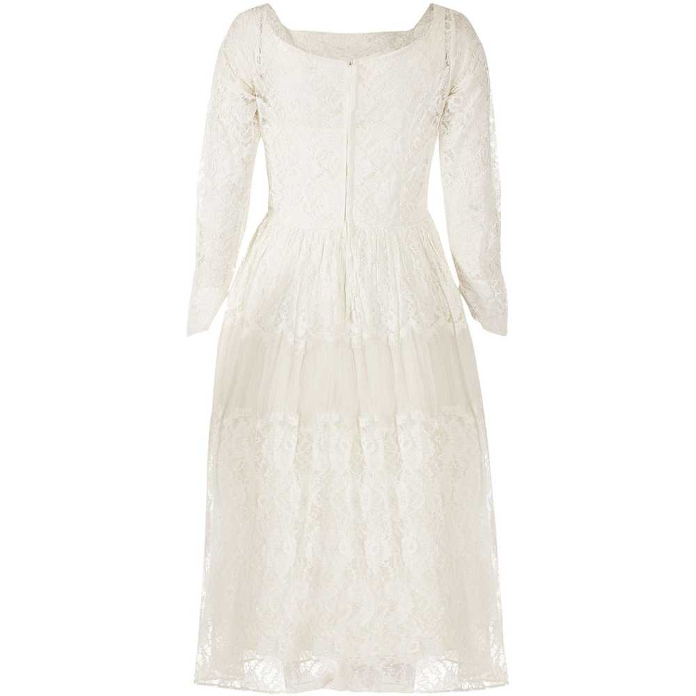 Late 1950s Early 1960s White Chantilly Style Lace… - image 2