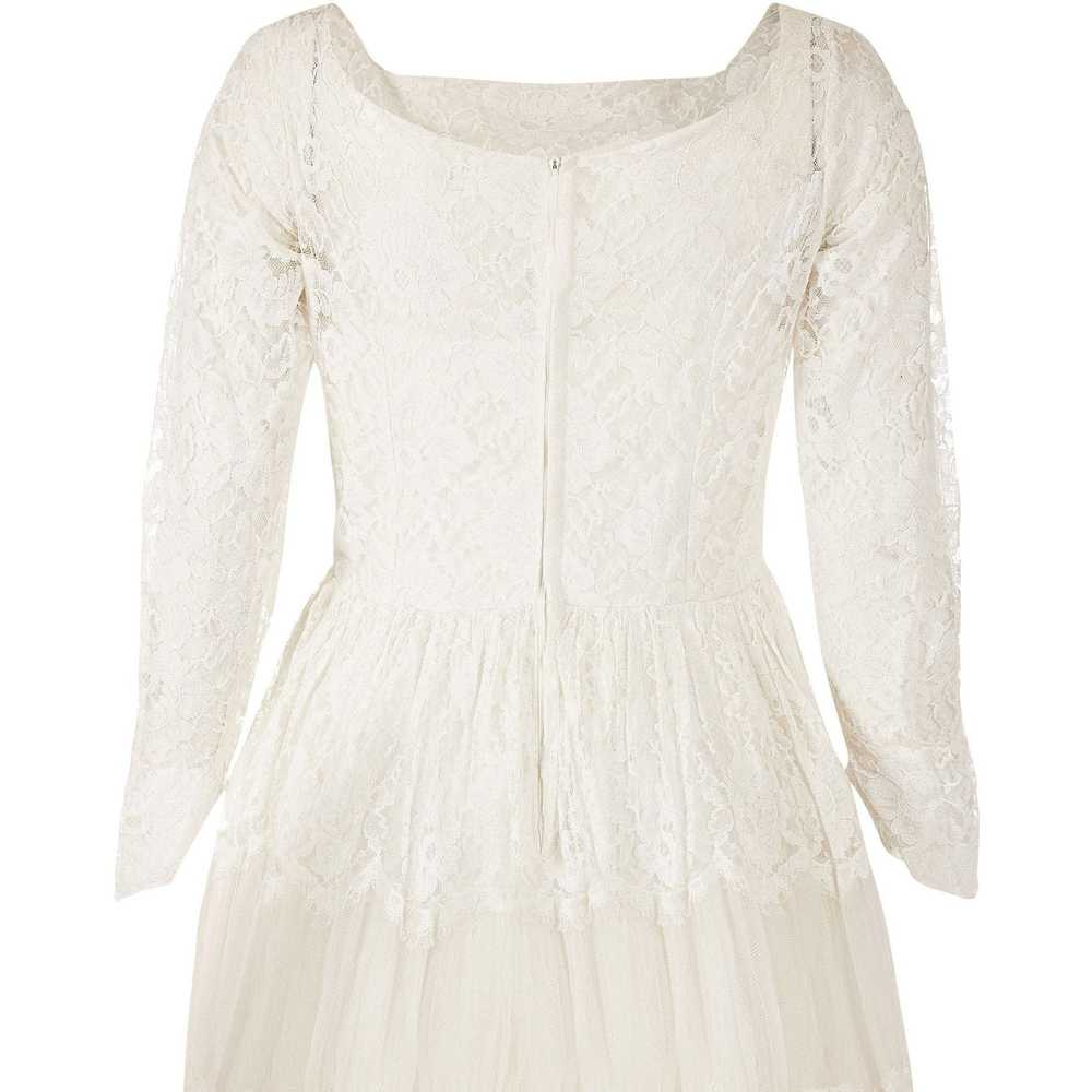 Late 1950s Early 1960s White Chantilly Style Lace… - image 4