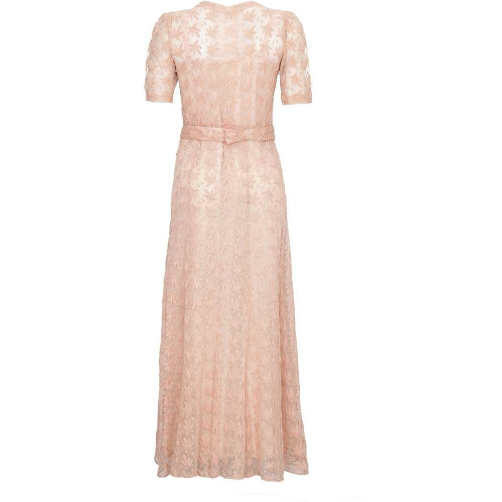 Beautiful 1930s Pale Pink Embroidered Lace Tea Go… - image 2