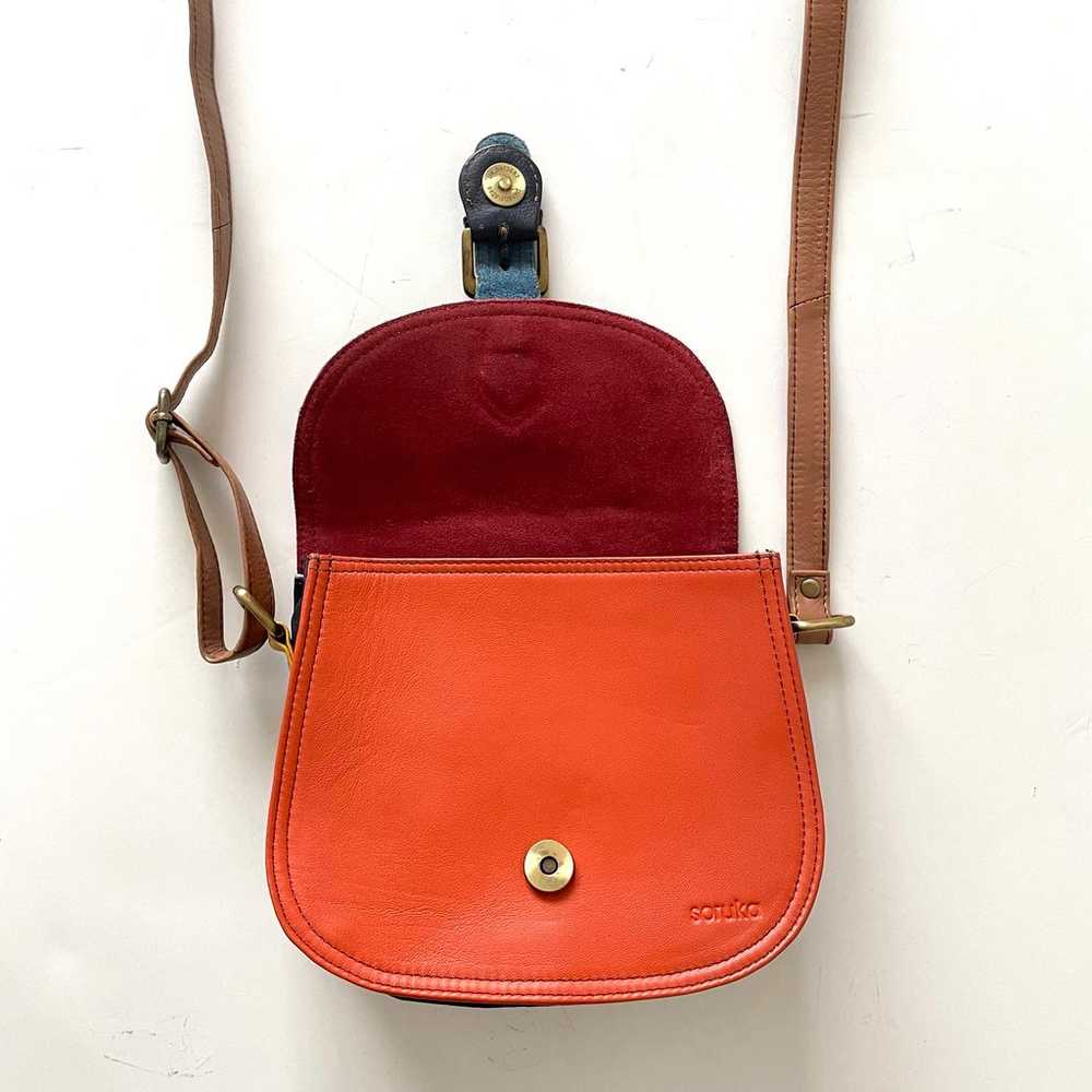 Soruka Color block Leather Crossbody Handbag - image 6